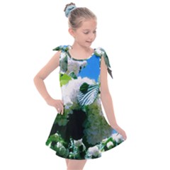 Blue Snowball Branch Kids  Tie Up Tunic Dress by okhismakingart