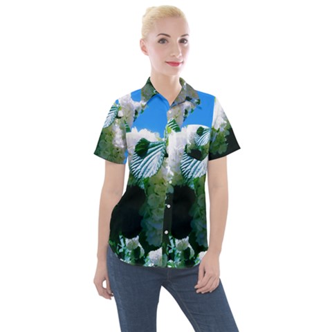 Blue Snowball Branch Women s Short Sleeve Pocket Shirt by okhismakingart