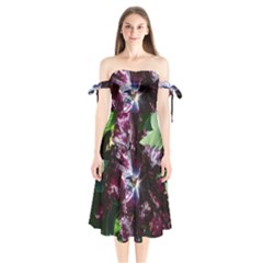 Galaxy Tulip Shoulder Tie Bardot Midi Dress by okhismakingart