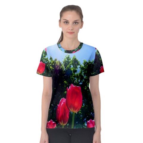 Skyward Tulips Women s Sport Mesh Tee by okhismakingart