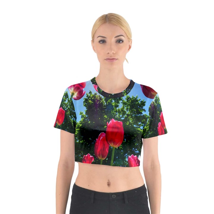 Skyward Tulips Cotton Crop Top