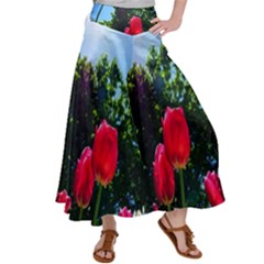 Skyward Tulips Satin Palazzo Pants by okhismakingart