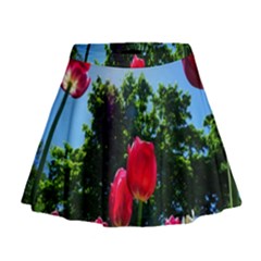 Skyward Tulips Mini Flare Skirt by okhismakingart