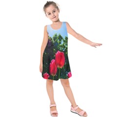 Skyward Tulips Kids  Sleeveless Dress by okhismakingart