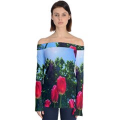 Skyward Tulips Off Shoulder Long Sleeve Top by okhismakingart