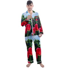 Skyward Tulips Men s Satin Pajamas Long Pants Set by okhismakingart