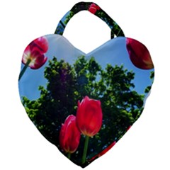 Skyward Tulips Giant Heart Shaped Tote by okhismakingart