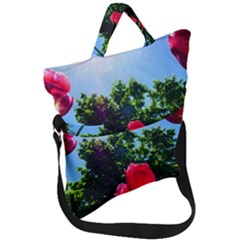 Skyward Tulips Fold Over Handle Tote Bag by okhismakingart