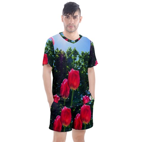 Skyward Tulips Men s Mesh Tee And Shorts Set by okhismakingart