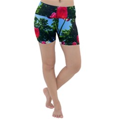 Skyward Tulips Lightweight Velour Yoga Shorts by okhismakingart