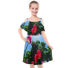 Skyward Tulips Kids  Cut Out Shoulders Chiffon Dress