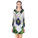 Blue Centered Tulip Long Sleeve V-neck Flare Dress View1