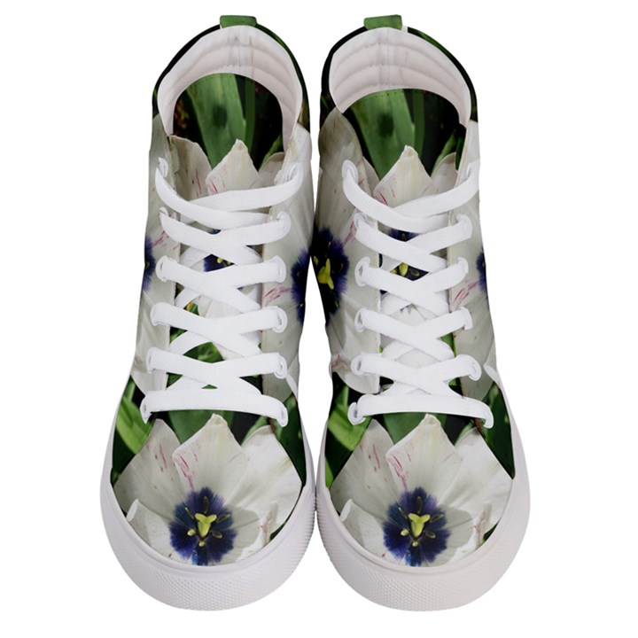 Blue Centered Tulip Men s Hi-Top Skate Sneakers