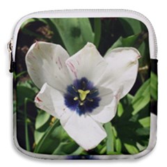 Blue Centered Tulip Mini Square Pouch by okhismakingart