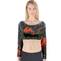 Poppy Field Long Sleeve Crop Top by okhismakingart