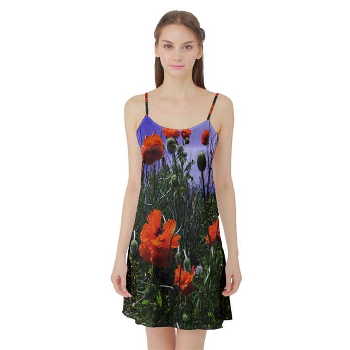 Poppy Field Satin Night Slip