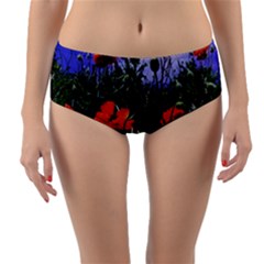 Poppy Field Reversible Mid-waist Bikini Bottoms by okhismakingart