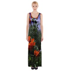 Poppy Field Maxi Thigh Split Dress by okhismakingart