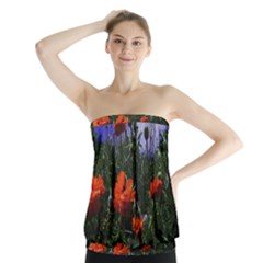 Poppy Field Strapless Top by okhismakingart