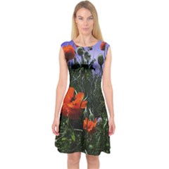 Poppy Field Capsleeve Midi Dress by okhismakingart