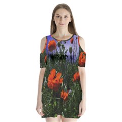 Poppy Field Shoulder Cutout Velvet One Piece by okhismakingart