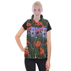 Poppy Field Women s Button Up Vest