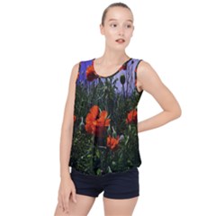 Poppy Field Bubble Hem Chiffon Tank Top by okhismakingart