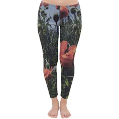 Faded Poppy Field  Classic Winter Leggings