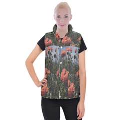 Faded Poppy Field  Women s Button Up Vest