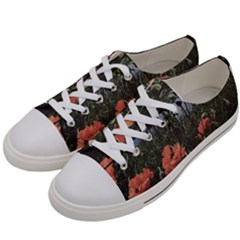 Faded Poppy Field  Women s Low Top Canvas Sneakers by okhismakingart