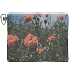 Faded Poppy Field  Canvas Cosmetic Bag (xxxl) by okhismakingart