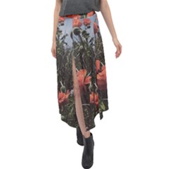 Faded Poppy Field  Velour Split Maxi Skirt