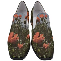 Faded Poppy Field  Women Slip On Heel Loafers by okhismakingart