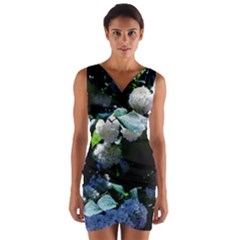 Blue Snowballs Ii Wrap Front Bodycon Dress by okhismakingart