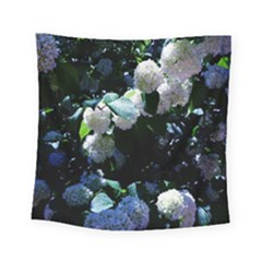 Blue Snowballs Ii Square Tapestry (small) by okhismakingart