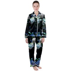 Blue Snowballs Ii Satin Long Sleeve Pyjamas Set by okhismakingart