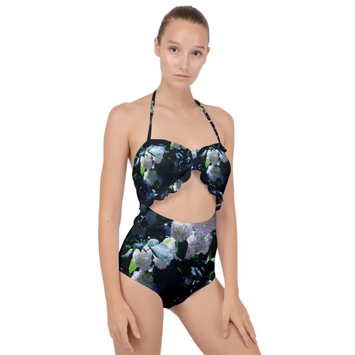 Blue Snowballs II Scallop Top Cut Out Swimsuit