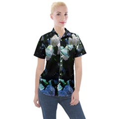 Blue Snowballs Ii Women s Short Sleeve Pocket Shirt