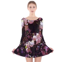 Purple Snowballs Long Sleeve Velvet Skater Dress