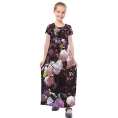 Purple Snowballs Kids  Short Sleeve Maxi Dress by okhismakingart