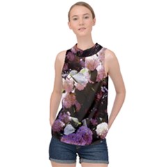 Purple Snowballs High Neck Satin Top by okhismakingart