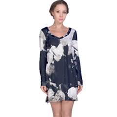 High Contrast Black And White Snowballs Ii Long Sleeve Nightdress by okhismakingart