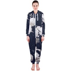 High Contrast Black And White Snowballs Ii Hooded Jumpsuit (ladies)  by okhismakingart