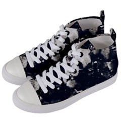 High Contrast Black And White Snowballs Ii Women s Mid-top Canvas Sneakers by okhismakingart