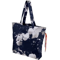 High Contrast Black And White Snowballs Ii Drawstring Tote Bag by okhismakingart