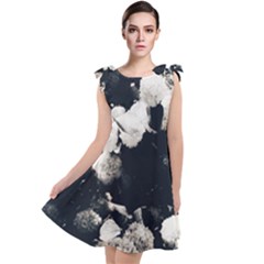 High Contrast Black And White Snowballs Ii Tie Up Tunic Dress by okhismakingart