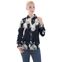 High Contrast Black And White Snowballs Ii Women s Long Sleeve Pocket Shirt