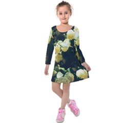 Yellow Snowballs Ii Kids  Long Sleeve Velvet Dress