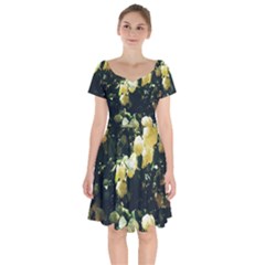 Yellow Snowballs Ii Short Sleeve Bardot Dress