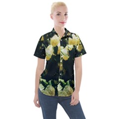 Yellow Snowballs Ii Women s Short Sleeve Pocket Shirt